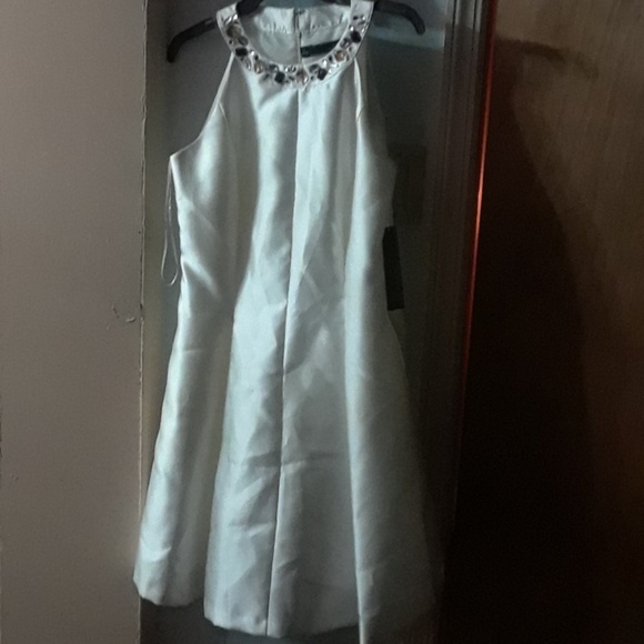 Jeweled Neck Satin Dress - Chetta B. - Picture 4 of 8